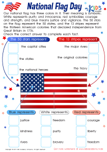 First American Flag Worksheet: Free Printout for Kids